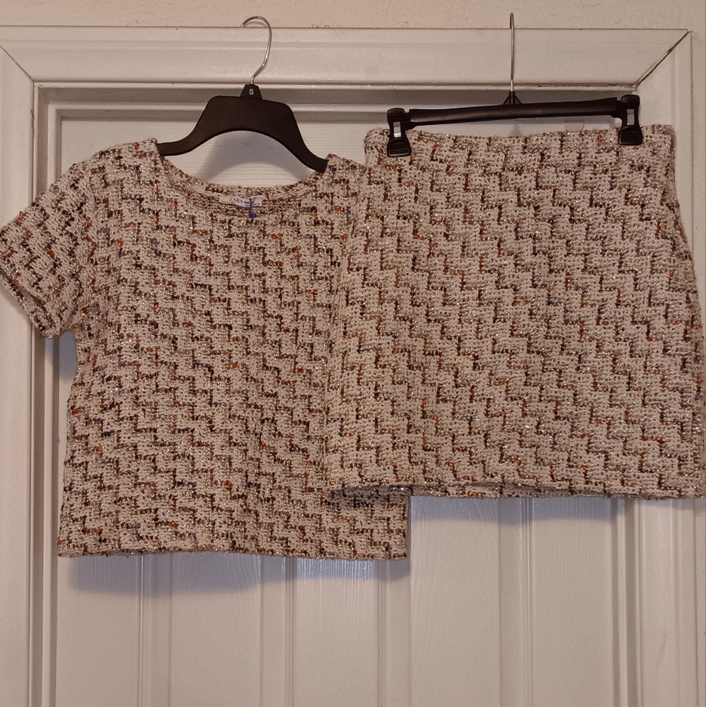 NWT, Zara, Trafaluc, 2 PC skirt set, Old Money, Fall/Winter 2018, Size Small